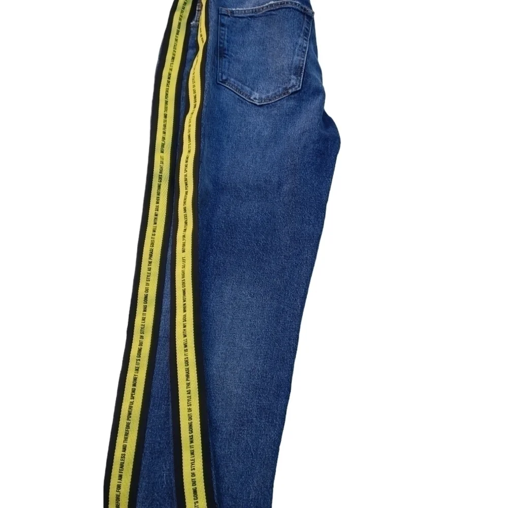 NWT Zara denim phrase striped side button fly jeans size 46 - Picture 3 of 7